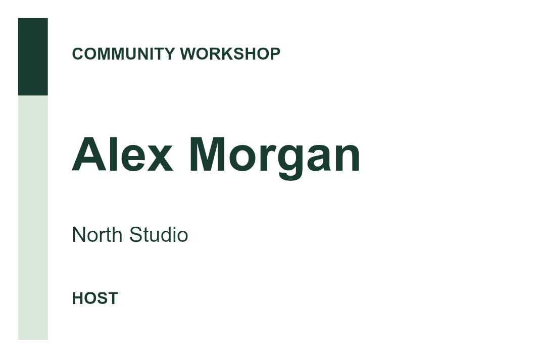 Generated Community Workshop badge for Alex Morgan of North Studio, Host
