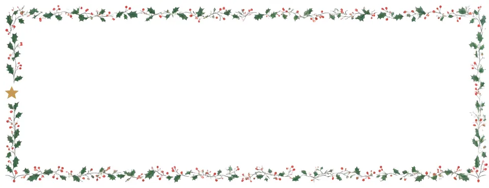 Holly-leaf and red-berry address-label border with a small gold star on the left
